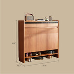 Load image into Gallery viewer, Modern Wood Shoe Cabinet with Doors Natural Entryway Storage Organizer with Open Shelf