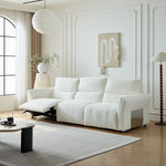Load image into Gallery viewer, 106.2'' Modern Electric Reclining Sofa Cream Fabric Power Sofa with Adjustable Footrest and Wide Armrests