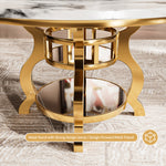 Load image into Gallery viewer, Vintage Marble Effect Dining Table With Royal Style Stainless Steel Base & Lazy Susa