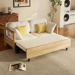 Load image into Gallery viewer, Modern fabric sofa bed with solid wood frame and hidden storage compartment