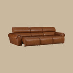 Load image into Gallery viewer, 119.2'' Modern Genuine Leather Power Reclining Sofa Remote Control Adjustable Seats Brown Leather Couch