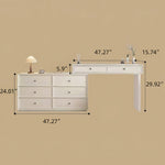Load image into Gallery viewer, Solid Wood Vanity Desk with Side Cabinet and Upholstered Stool