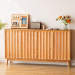 Load image into Gallery viewer, 62.9" Modern Solid Wood Shoe Cabinet with Fluted Front Panels Scandinavian Style Entryway Storage Sideboard