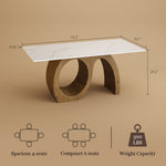 Load image into Gallery viewer, Modern Sculptural Dining Table with Marble-Effect Top & Artistic Wooden Base