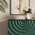 Load image into Gallery viewer, 62.4" Modern Ripple Design Green Sideboard with Black Stone Top
