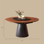 Load image into Gallery viewer, 59" Modern Round Dining Table with Rotating Lazy Susan Walnut Veneer Top Pedestal Base Dining Table