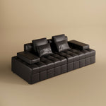 Load image into Gallery viewer, Modern Black Faux-Leather Sofa Bed Convertible Spacious and Stylish