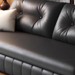 Load image into Gallery viewer, Modern Black Leather Sofa Bed with Pull-Out Sleeper Convertible 2-in-1 Couch