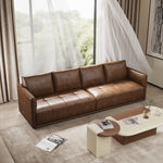 Load image into Gallery viewer, Modern Brown Faux Leather Sofa with Deep Cushions & Clean Lines