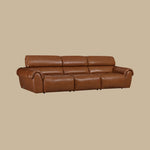Load image into Gallery viewer, 119.2'' Modern Genuine Leather Power Reclining Sofa Remote Control Adjustable Seats Brown Leather Couch
