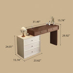 Load image into Gallery viewer, Solid Wood Vanity Desk with Side Cabinet and Upholstered Stool