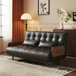 Load image into Gallery viewer, Modern Faux Leather Sofa Bed Convertible Sleeper Couch with Wood Armrests Tufted Design