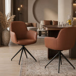 Load image into Gallery viewer, 360 Swivel Microfiber Curved Arm Four Leg Metal Base Dining Chair