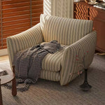 Load image into Gallery viewer, Modern Striped Upholstered Lounge Chair Minimalist Accent Armchair with Curved Arms and Deep Seat