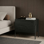 Load image into Gallery viewer, Modern Nightstand with Black Metal Legs Natural Wood Finish & Spacious Drawer
