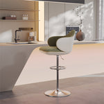 Load image into Gallery viewer, Modern Adjustable Swivel Bar Stool Burgundy Chenille Upholstered Seat Beige Accent Chrome Base Counter Height Bar Chair 1 Piece