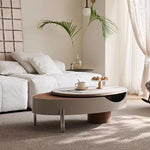 Load image into Gallery viewer, 46.8'' Modern Lift-Top Coffee Table with Sintered Stone Top & Wood Base Sculptural Curved Design with Hidden Storage