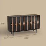 Load image into Gallery viewer, 62.9'' Modern Black & Natural Wood Sideboard Cabinet with Decorative Slatted Doors