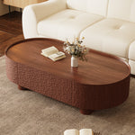 Load image into Gallery viewer, 54.6''Walnut Oval Coffee Table Hammered Texture Design Modern Minimalist