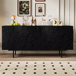 Load image into Gallery viewer, 55.1"/70.8"Modern Walnut Sideboard Geometric Storage Cabinet with Metal Legs