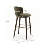 Load image into Gallery viewer, Modern Upholstered Bar Stool with Curved Backrest Gold Arm Detail Wooden Legs Counter Chair 1 Piece