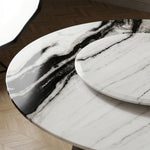 Load image into Gallery viewer, Modern Round Dining Table with Rotating Lazy Susan and Black Pedestal Base