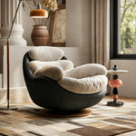 Load image into Gallery viewer, Modern Swivel Lounge Chair with Plush Cushions and Wooden Base
