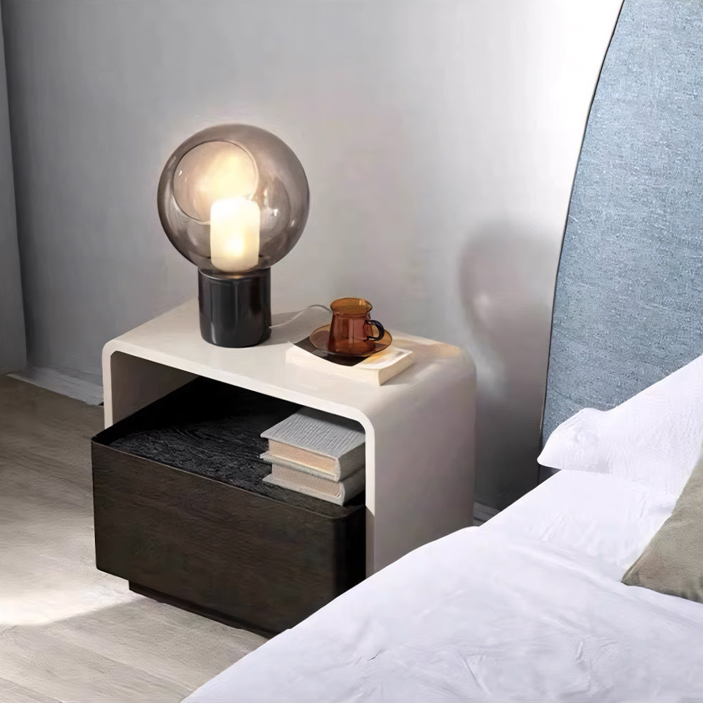 Black Nightstand Silent Rails Solid Wood Drawer