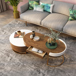 Load image into Gallery viewer, 41'' Modern Round Nesting Coffee Table Wood Texture Metal Base Light Luxury Living Style