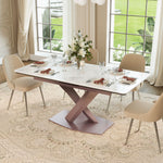 Load image into Gallery viewer, 59" to 70.8" Elegant Extendable Dining Table with Sculptural Cross-Base