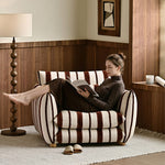 Load image into Gallery viewer, Modern Striped Upholstered Lounge Chair Minimalist Accent Armchair with Curved Arms and Deep Seat