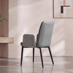 Load image into Gallery viewer, Modern Gray Upholstered Dining Chair with Armrests and Black Legs 1 Piece