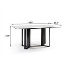 Load image into Gallery viewer, Modern White Sintered Stone Dining Table with Black Geometric Carbon Steel Base