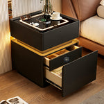 Load image into Gallery viewer, Modern LED Nightstand with Glass Top 2 Drawers Smart Bedside Table High Gloss White Design