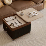 Load image into Gallery viewer, Modern Rolling Side Table with Hidden Storage Drawers and Sliding Top Design