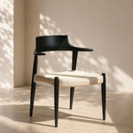 Load image into Gallery viewer, Modern Solid Wood Dining Chair with Handwoven Paper Rope Seat and Sculptural Armrests 1 Piece
