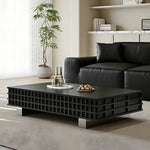 Load image into Gallery viewer, 55.1" Modern Black Coffee Table with Storage Drawers Wooden Center Table Minimalist Living Room Furniture