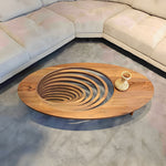 Load image into Gallery viewer, Modern Artistic Coffee Table with 3D Vortex Design and Tempered Glass Top