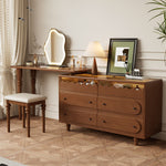 Load image into Gallery viewer, Vintage Solid Wood Shoe Cabinet with Extendable Tabletop Mid-Century Entryway Storage Console with Drawers