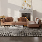 Load image into Gallery viewer, 110" Modern 4-Seater Leather Sofa Luxury Comfort with High-Density Foam Solid Wood Frame & Brushed Stainless-Steel Accents