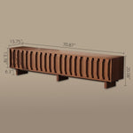 Load image into Gallery viewer, 70.8'' Japanese-Style Wood TV Stand with Carved Sliding Doors Minimalist Low Media Console