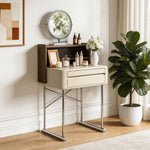 Load image into Gallery viewer, Luxury White Makeup Vanity Modern Compact Table with LED Mirror
