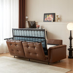 Load image into Gallery viewer, 81.1'' Modern Faux Leather Sofa Bed with Pull-Out Mattress Convertible Sleeper Sofa