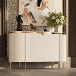 Load image into Gallery viewer, 58.5'' White & Gold Contemporary Sideboard with Adjustable Shelves