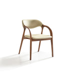 Load image into Gallery viewer, Modern Wood Dining Chair with Cream Upholstered Seat and Curved Arms 1 Piece