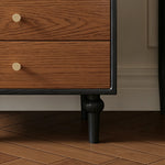 Load image into Gallery viewer, Modern Walnut Nightstand with Mirrored Drawer Mid Century Bedside Table