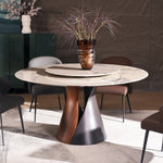 Load image into Gallery viewer, Modern Round Dining Table with Lazy Susan and Sculptural Pedestal Base