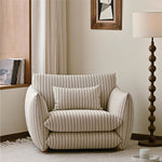 Load image into Gallery viewer, Modern Striped Upholstered Lounge Chair Minimalist Accent Armchair with Curved Arms and Deep Seat