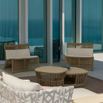 Load image into Gallery viewer, Boho Rattan Accent Chair with Cushioned Seat and Open-Weave Design