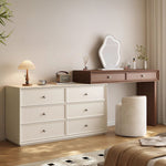 Load image into Gallery viewer, Solid Wood Vanity Desk with Side Cabinet and Upholstered Stool